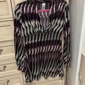 Hottie Purple/Black/Cream Sparkling Striped Short Dress Junior’s Size M